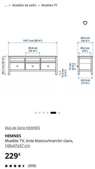 Mueble TV Ikea Hemnes Madera y Blanco