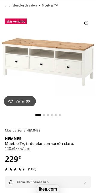 Mueble TV Ikea Hemnes Madera y Blanco