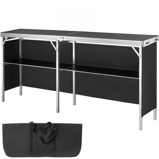 Mesa Podio Portátil para Feria, 1980 x 385 x 880 mm, Mostrador de Exhibición, Stand de Feria con Pared, Mesa de Promoción Plegable para Retail con Estante de Almacenamiento y Bolsa de Transporte