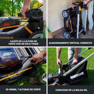 - WORX cortacésped eléctrico batería tracción