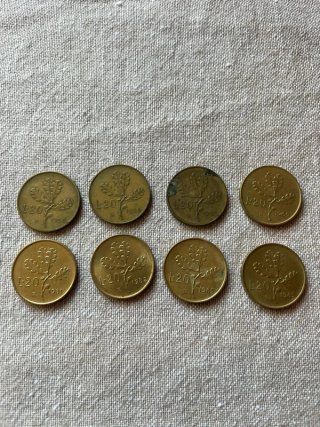 Lotto 8 monete Lire 20 - 1958, 1965, 1981, 1982, 1