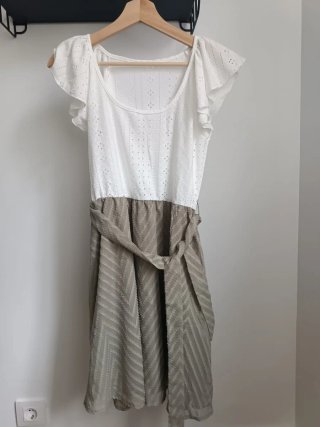 Vestido blanco y verde