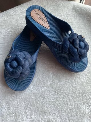 Ciabatte CAMOMILLA blu con fiore