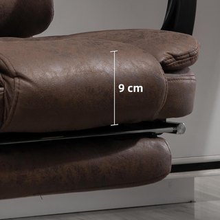 Silla de Oficina Masajeadora y Reclinable con 6 Puntos Vibrantes y Calefacción, Silla de Escritorio Ajustable en Altura, Marrón