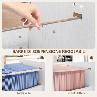 Archivador de Oficina con 4 Cajones, Cajonera de Oficina con Cerradura y Llaves para Documentos/Formato A4, Armario Vertical para Casa, 40X42X131 Cm, Blanco