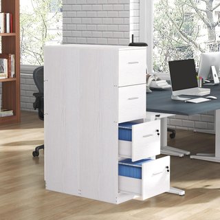 Archivador de Oficina con 4 Cajones, Cajonera de Oficina con Cerradura y Llaves para Documentos/Formato A4, Armario Vertical para Casa, 40X42X131 Cm, Blanco