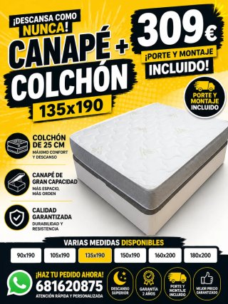 CANAPE Y COLCHON 135X190