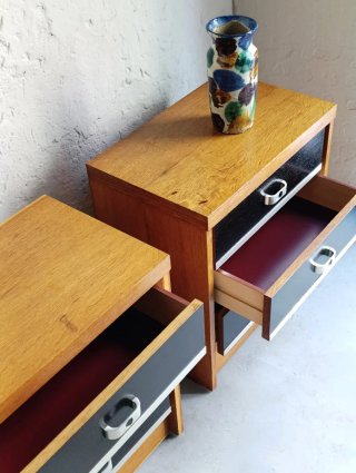 2 Mesitas de noche roble - Vintage 80s