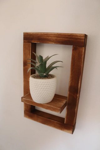 Mensola decorativa in legno marrone e nero