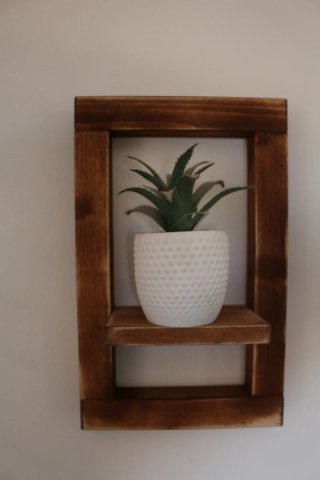 Mensola decorativa in legno marrone e nero