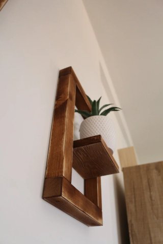 Mensola decorativa in legno marrone e nero