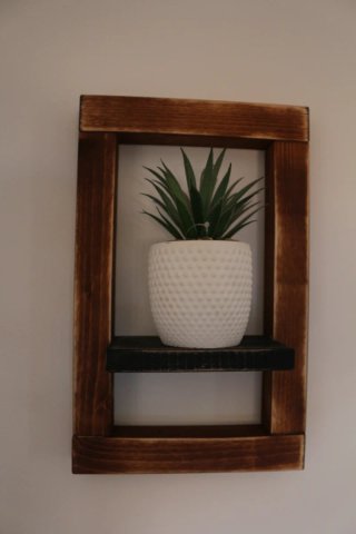 Mensola decorativa in legno marrone e nero