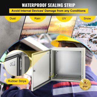 Caja Eléctrica de Acero NEMA, 50x50x15 cm Caja Eléctrica de Acero NEMA 4X, Impermeable y a Prueba de Polvo IP66, Caja de Junta Eléctrica para Uso Interior/Exterior, con Placa de Montaje