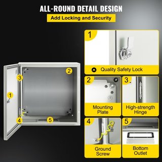 Caja Eléctrica de Acero NEMA, 50x50x15 cm Caja Eléctrica de Acero NEMA 4X, Impermeable y a Prueba de Polvo IP66, Caja de Junta Eléctrica para Uso Interior/Exterior, con Placa de Montaje