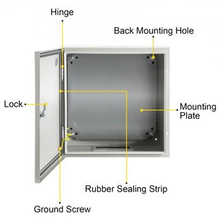 Caja Eléctrica de Acero NEMA, 50x50x15 cm Caja Eléctrica de Acero NEMA 4X, Impermeable y a Prueba de Polvo IP66, Caja de Junta Eléctrica para Uso Interior/Exterior, con Placa de Montaje