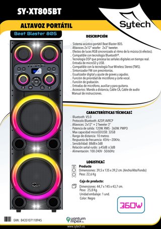 Sytech Beat Blaster 805 Altavoz Portátil