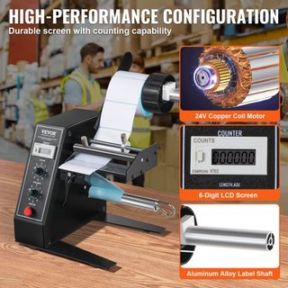 Dispensador Automático de Etiquetas, Ancho 0.6"-4.9"/15-125 mm, Longitud 0.1"-5.9"/3-150 mm, Máquina Separadora de Etiquetas Automática, Aplicador de Etiquetas con Velocidad Ajustable, Conteo Auto...
