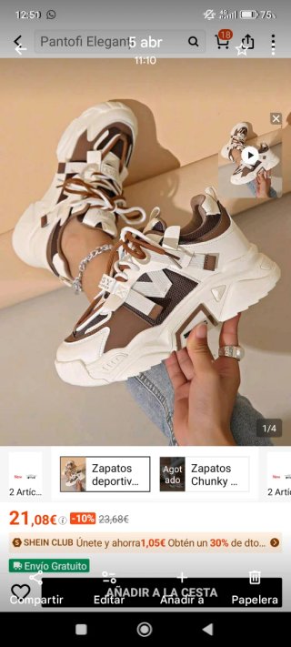 Zapatillas deportivas marrones y blancas