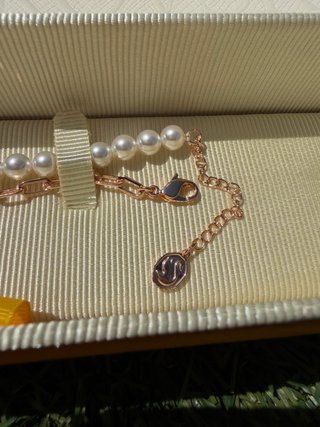 Pulsera Swarovski Oso Rosa y Perlas