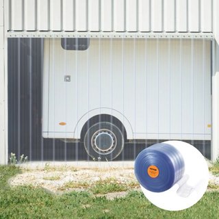 Cortina de tiras, 100' de longitud x 12" de ancho x 0.12" de grosor, cortina de tiras de PVC ribeteado claro, rollo a granel de puerta de tiras de plástico para la entrada de supermercado, garaje,...