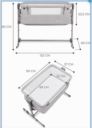 Cuna colecho Kinderkraft gris