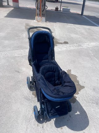 Carrito de bebé doble azul marino