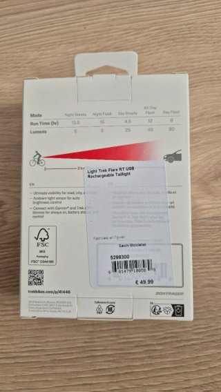Luz Trasera Trek Flare RT Recargable USB (Nueva)