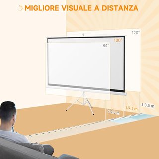 Pantalla de Proyector de 100 Pulgadas 4K HD Formato 16:9 Con Trípode Plegable y Altura Ajustable, Pantalla de Proyector Portátil, Gran Angular de 160 Grados, para Casa, Hogar, Cine, Exterior, Blanco