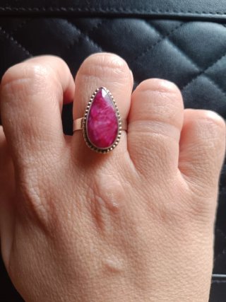 Anillo Plata Ley 925 Rubí Rosa