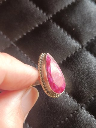 Anillo Plata Ley 925 Rubí Rosa