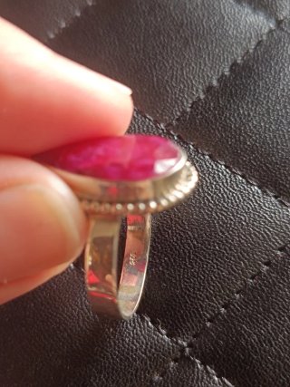 Anillo Plata Ley 925 Rubí Rosa