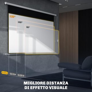 Pantalla de Proyector Motorizada de 120 Pulgadas 4K HD Formato 16:9, Pantalla de Proyector Motorizada Eléctrica con Control Remoto, para Casa, Cine, Oficina, Hogar, Exterior, 293X8X193 Cm, Blanca