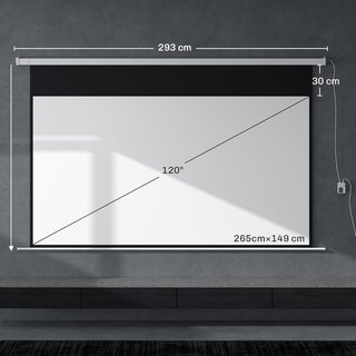 Pantalla de Proyector Motorizada de 120 Pulgadas 4K HD Formato 16:9, Pantalla de Proyector Motorizada Eléctrica con Control Remoto, para Casa, Cine, Oficina, Hogar, Exterior, 293X8X193 Cm, Blanca