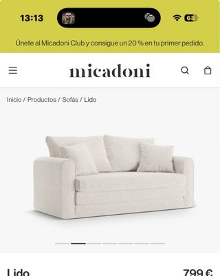 Sofá Cama Beige con Cojines Tejido Balsan