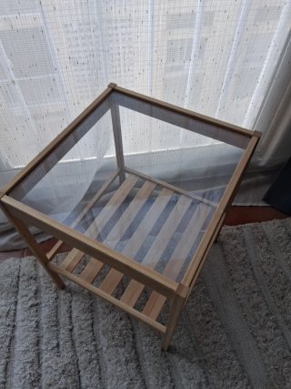 Mesita Noche Ikea Nesna Bambú Cristal