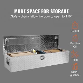Caja de Herramientas de Aluminio de Alta Resistencia para Cama de Camión, Caja de Herramientas de Placa de Diamante con Mango Lateral y Llaves de Bloqueo, Caja Organizadora de Almacenamiento para ...