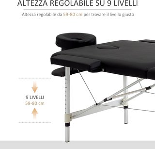 Cama de Masaje Plegable Profesional, Cama para Masaje con Altura Ajustable y Bolsa de Transporte para Esteticista y Terapeuta, Negro