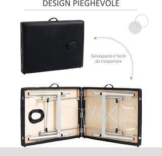 Cama de Masaje Plegable Profesional, Cama para Masaje con Altura Ajustable y Bolsa de Transporte para Esteticista y Terapeuta, Negro
