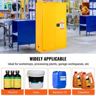 Armario de Seguridad Inflamable, 170.3 L, Armario de Almacenamiento de Líquidos Inflamables de Acero Laminado en Frío, 109 x 46 x 165.6 cm a Prueba de Explosiones con 2 Estantes Ajustables y 2 Pue...