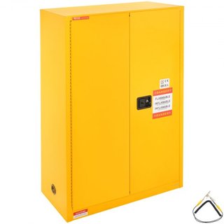Armario de Seguridad Inflamable, 170.3 L, Armario de Almacenamiento de Líquidos Inflamables de Acero Laminado en Frío, 109 x 46 x 165.6 cm a Prueba de Explosiones con 2 Estantes Ajustables y 2 Pue...
