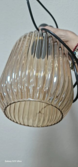 Lámpara colgante cristal ámbar y metal