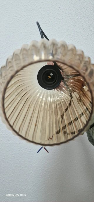 Lámpara colgante cristal ámbar y metal