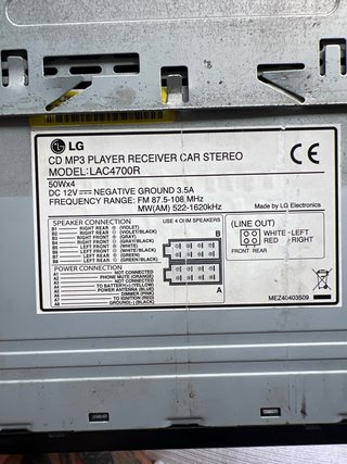 Reproductor CD Coche LG Negro