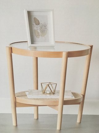 Mesita auxiliar madera y cristal