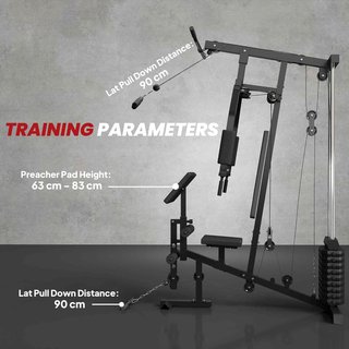 Estación de Fitness para Entrenamiento en Casa y Profesional, Gimnasio Multifuncional de Acero, 148X108X207Cm, Negro