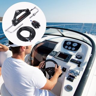 Kit de dirección hidráulica para fuera de borda, 112 kW (150HP), sistema de dirección hidráulica para barcos marinos, con bomba de timón, cilindro de bloqueo bidireccional y manguera de dirección ...