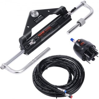 Kit de dirección hidráulica para fuera de borda, 112 kW (150HP), sistema de dirección hidráulica para barcos marinos, con bomba de timón, cilindro de bloqueo bidireccional y manguera de dirección ...