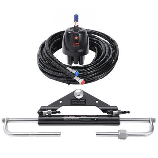 Kit de dirección hidráulica para fuera de borda, 112 kW (150HP), sistema de dirección hidráulica para barcos marinos, con bomba de timón, cilindro de bloqueo bidireccional y manguera de dirección ...