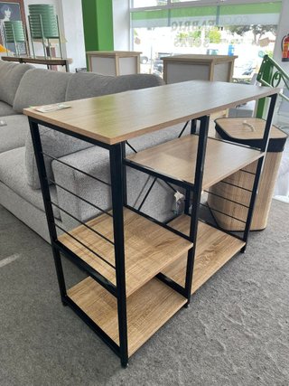 Estantería con mesa de madera y metal