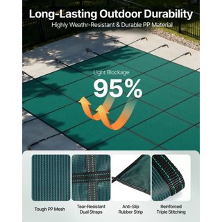 Cubierta de Seguridad para Piscina que se Ajusta a Piscinas Rectangulares Inground de 18x36 pies, Cubierta de Seguridad para Piscina con Agujeros de Drenaje, Cubierta de Malla Sólida para Piscina,...